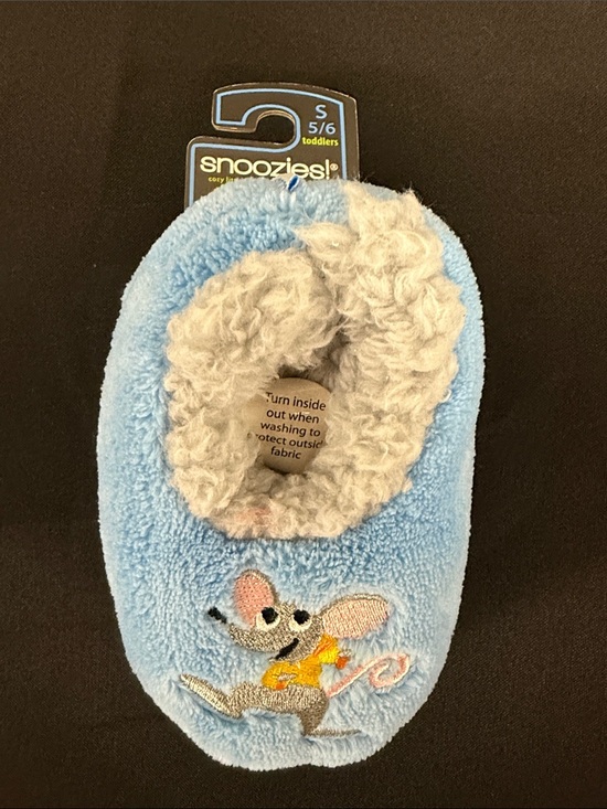 snoozies! Other - Snoozies! Toddler Blue Fleece Slippers with Mouse Embroidery - Size 5/6